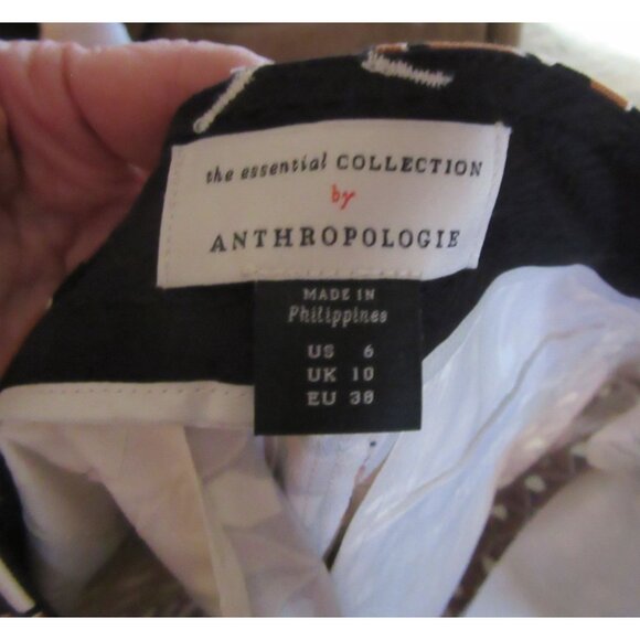 Anthropologie the Essential Collection Geometric Pants Brown/White SZ 6 - Picture 7 of 7